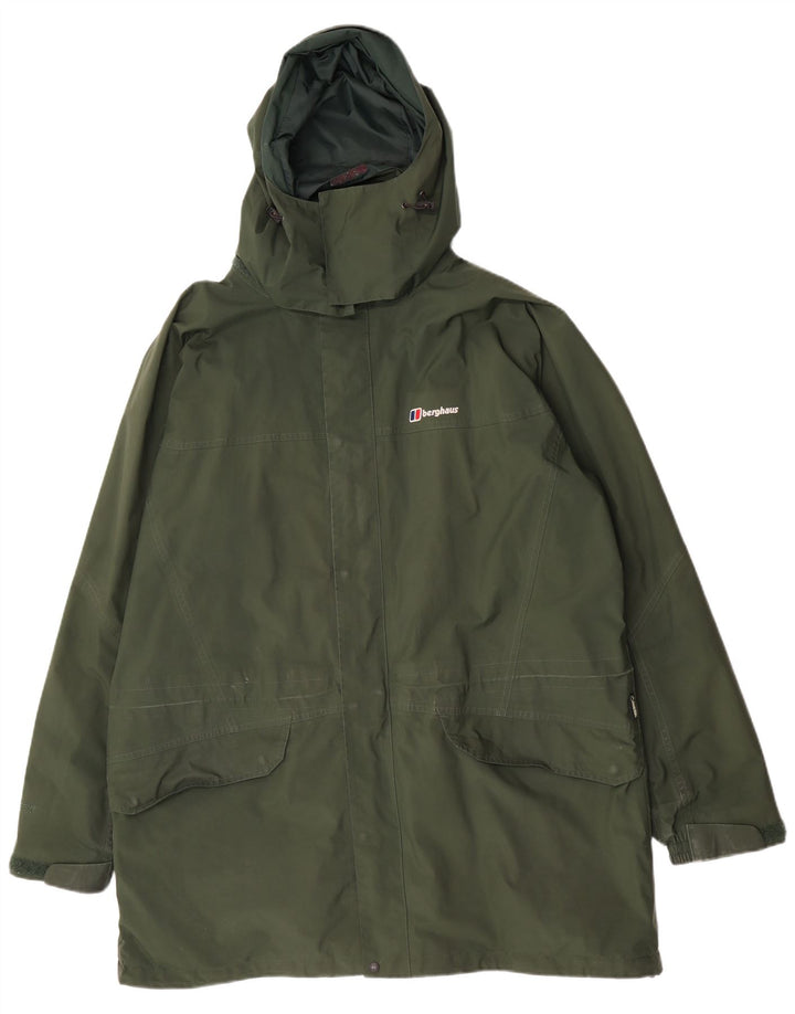 Berghaus Herren-Regenmantel mit Kapuze, UK 44, 2XL, grünes Polyester