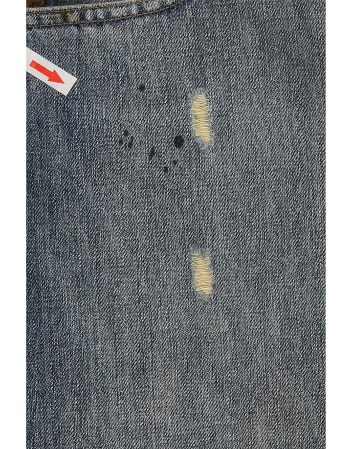 Armani Herren Distressed Straight Jeans W36 L30 Blaue Baumwolle