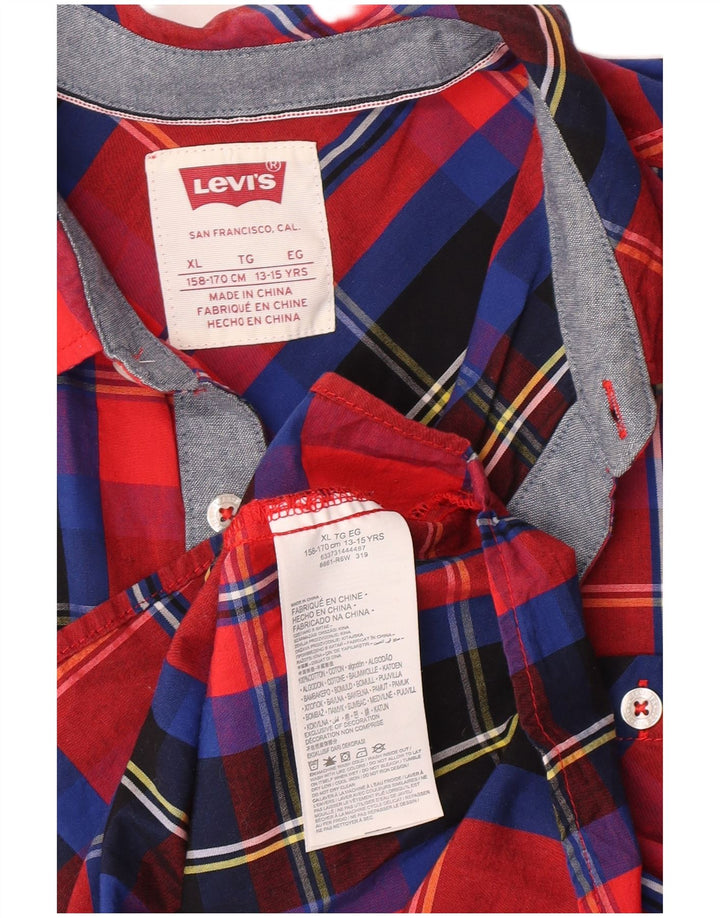 Levi's Jungen-Hemd, 13–14 Jahre, XL, rot kariert, Baumwolle