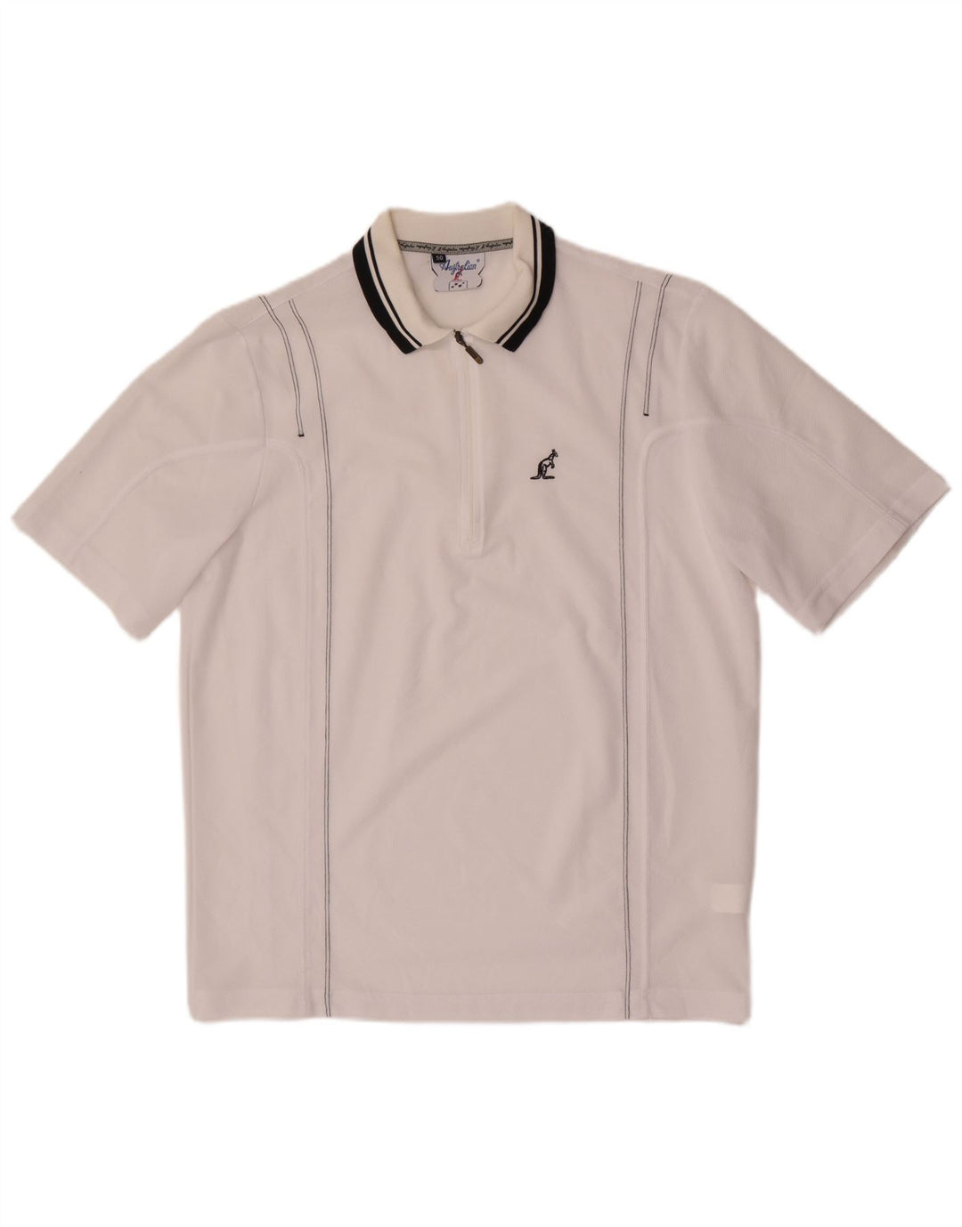AUSTRALIAN L'ALPINA Herren-Poloshirt mit Reißverschluss, IT 50, mittelweißes Polyester