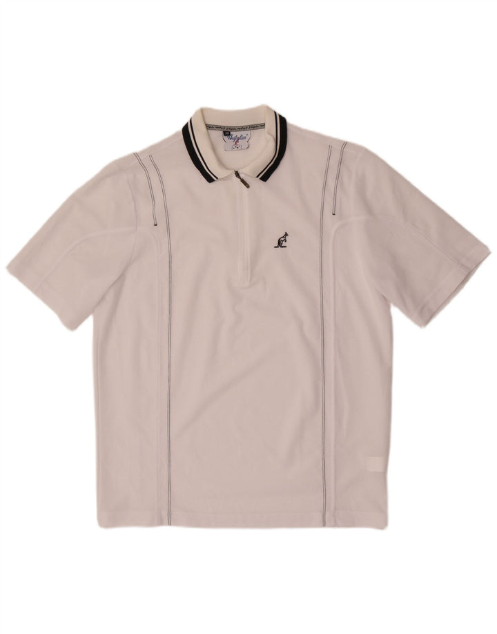 AUSTRALIAN L'ALPINA Herren-Poloshirt mit Reißverschluss, IT 50, mittelweißes Polyester
