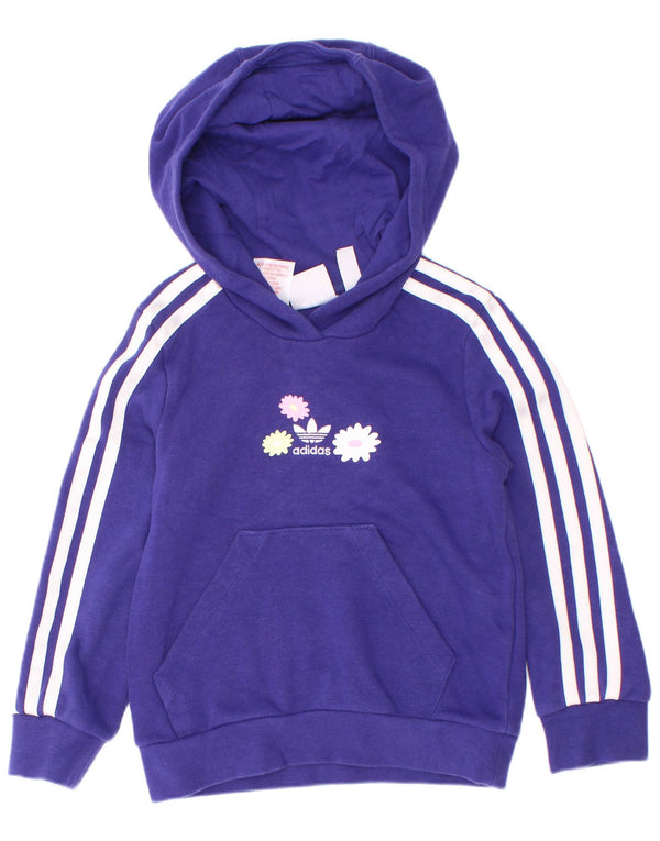 Adidas Mädchen Grafik-Hoodie-Pullover, 5–6 Jahre, lila Blumenmuster, Baumwolle