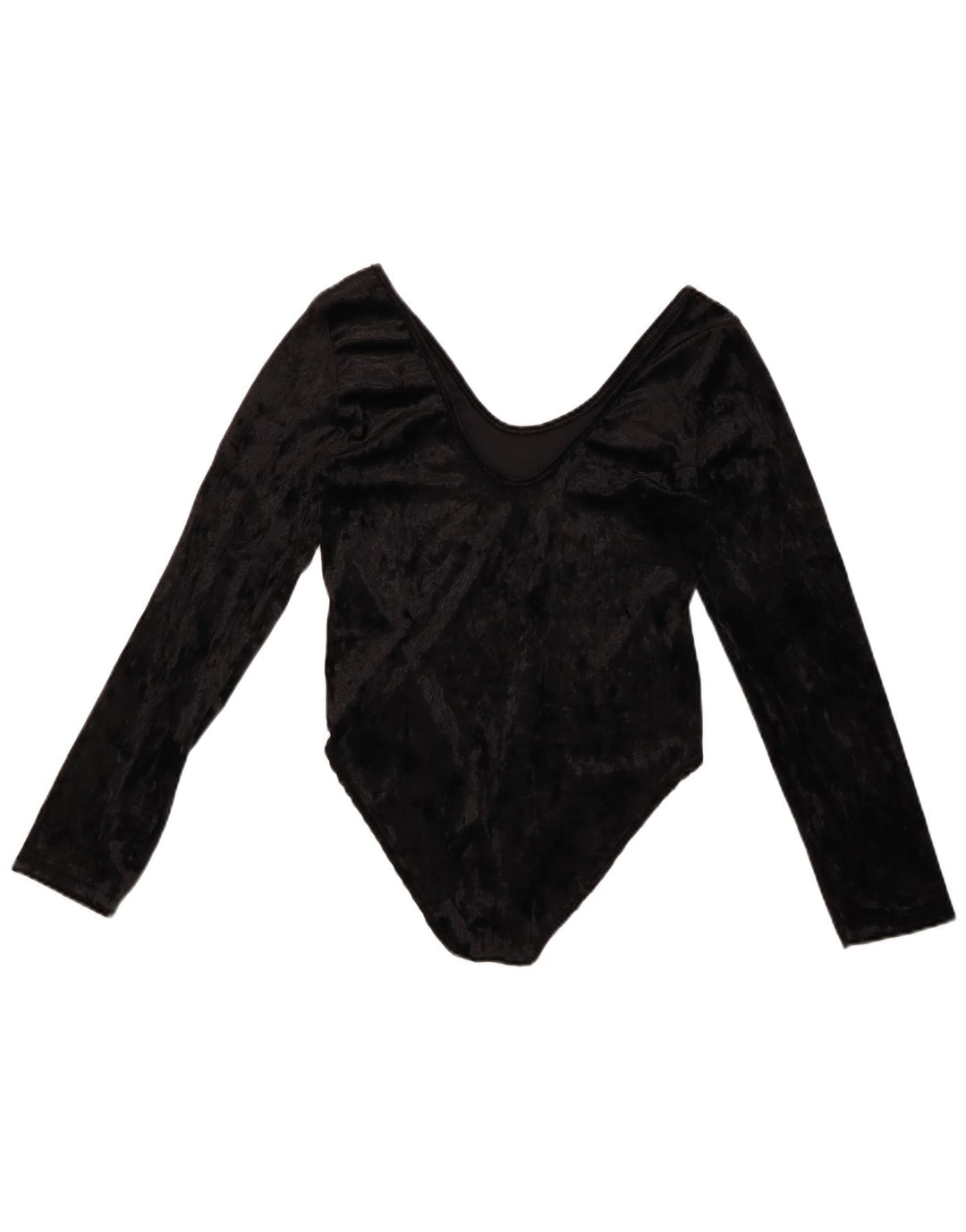 VINTAGE Damen-Body aus Velours mit langen Ärmeln, UK 10, Größe S, Schwarz, Polyester