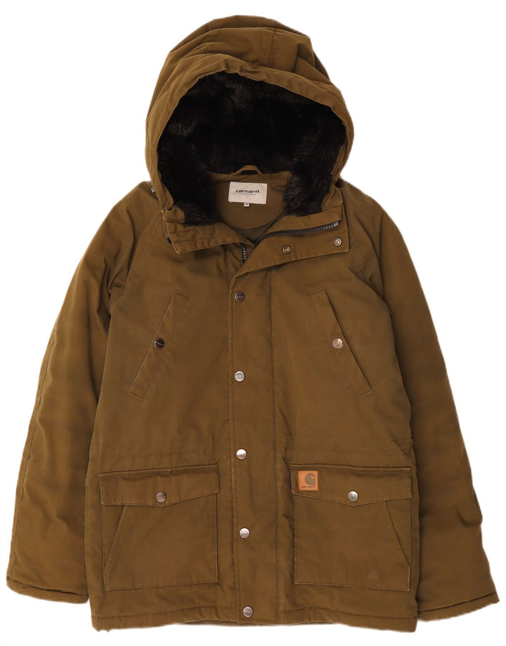 Carhartt Herren-Utility-Jacke mit Kapuze, UK 38, mittlere Khaki-Baumwolle
