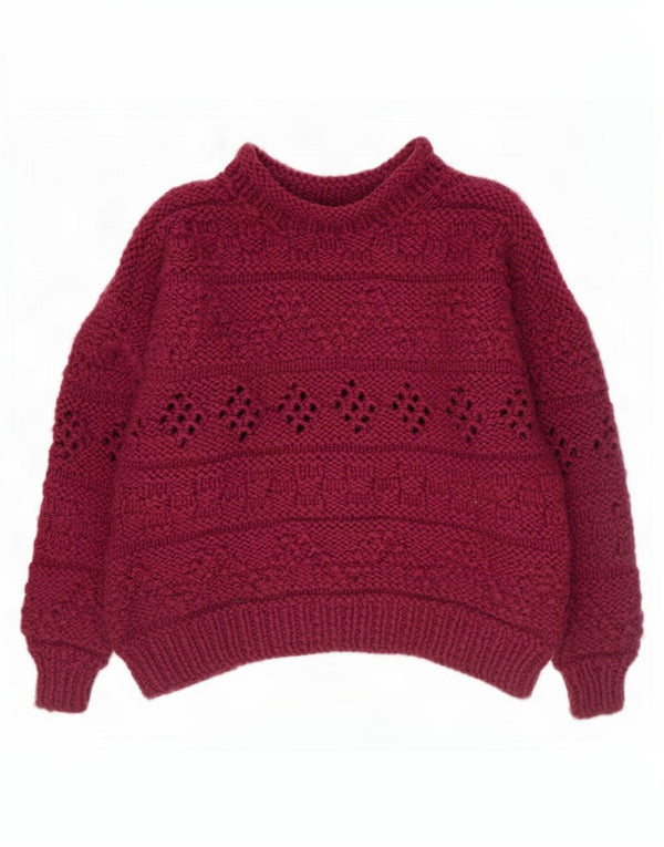 Vintage Damen Übergroßer Rollkragenpullover Pullover UK 18 XL Burgund