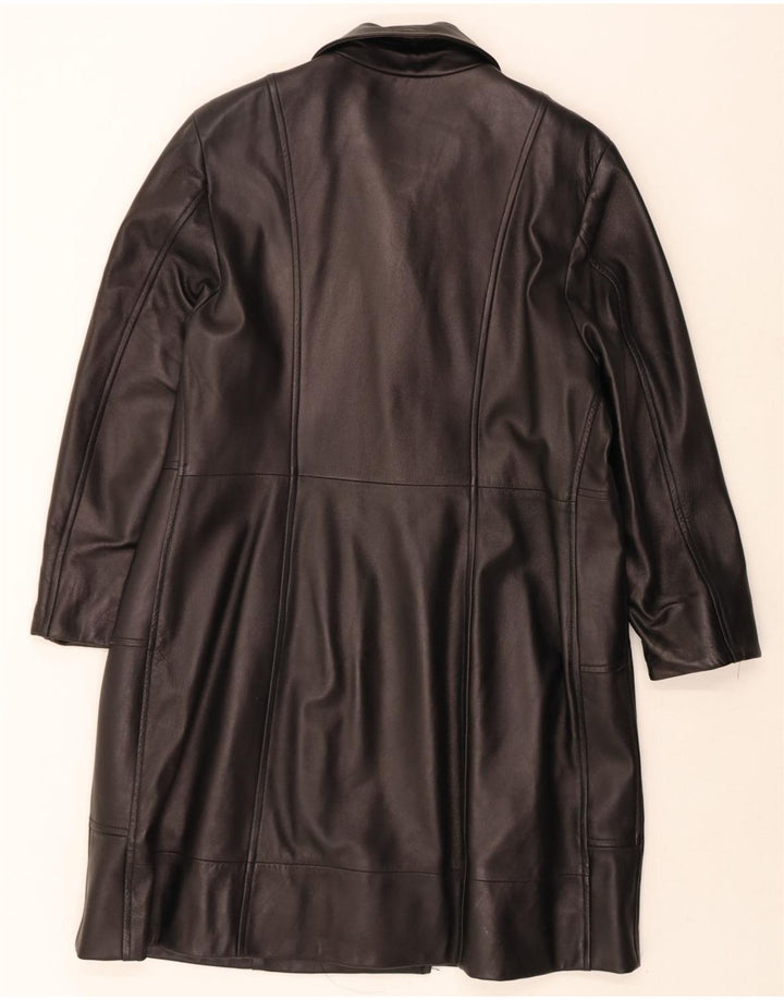 VINTAGE Womens Leather Coat IT 44 Medium Black Leather Vintage Vintage and Second-Hand Vintage from Messina Hembry 