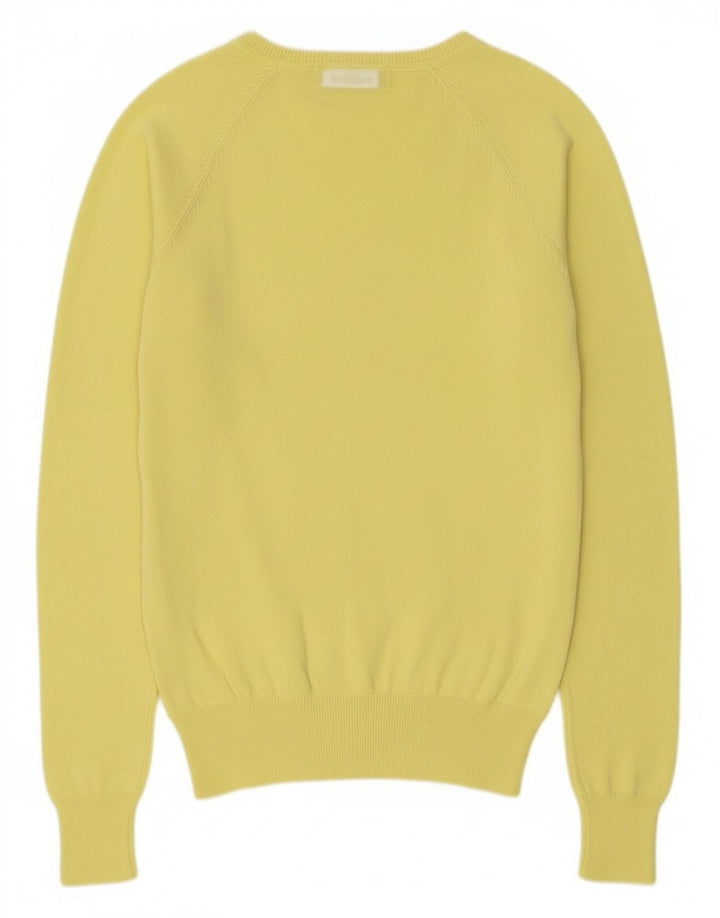 Zara Damen-Cardigan-Pullover UK 12 Mittelgelbe Baumwolle
