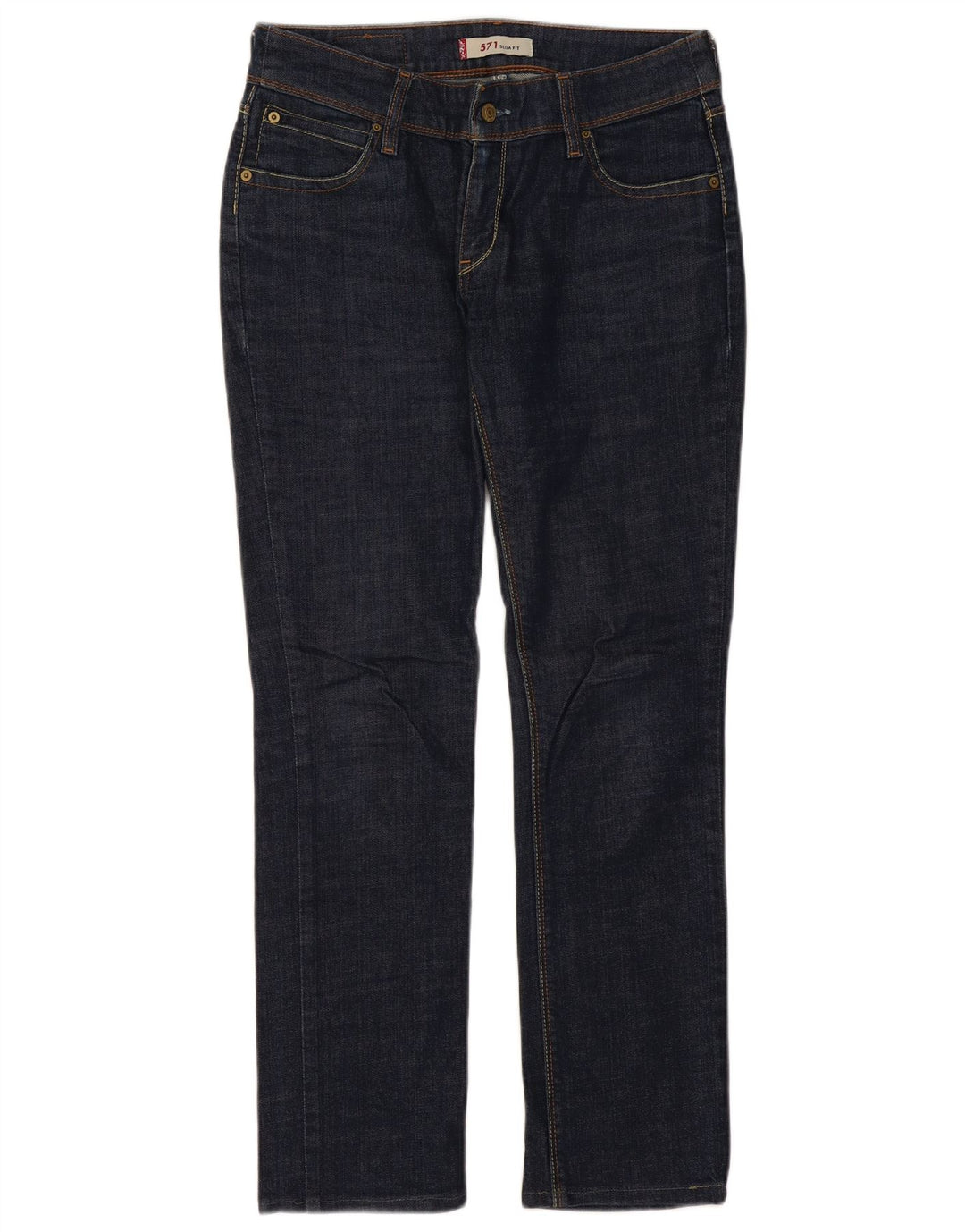 LEVI'S Damen 571 Slim Jeans W32 L30 marineblaue Baumwolle