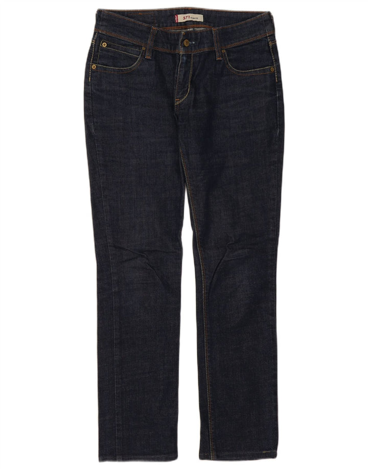 LEVI'S Damen 571 Slim Jeans W32 L30 marineblaue Baumwolle