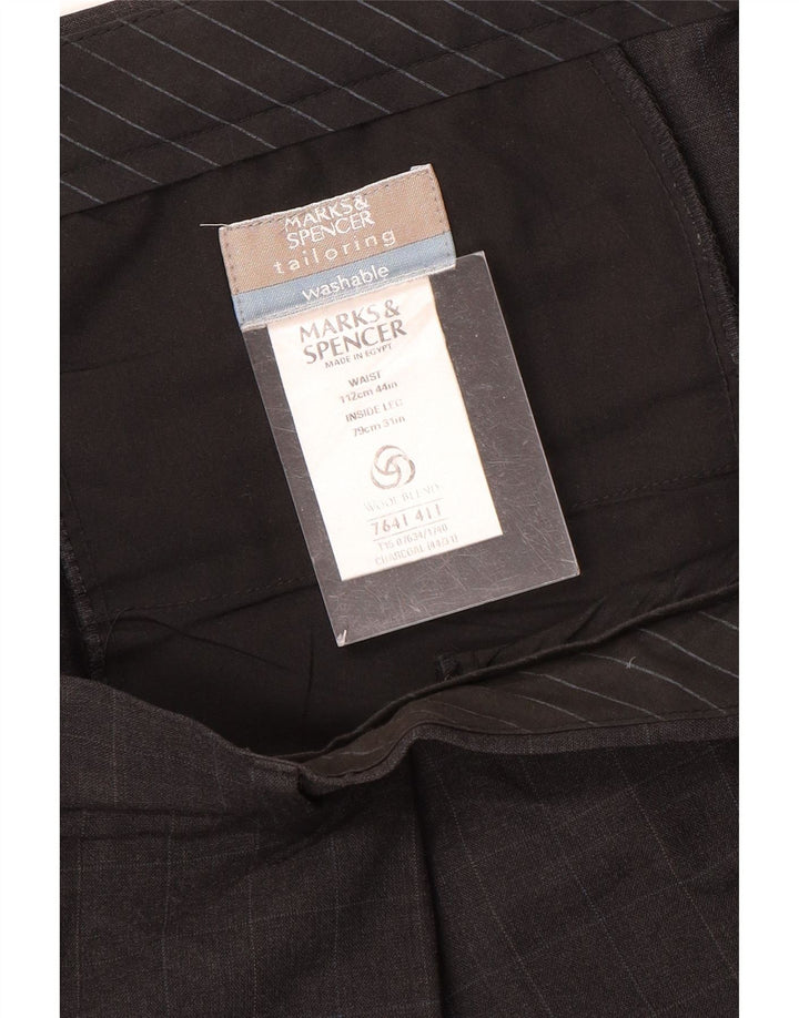 Gerade Herren-Anzughose von Marks & Spencer, W44, L31, grau kariertes Polyester