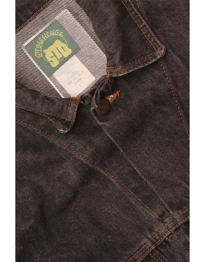 Vintage Herren Jeansjacke UK 40 Große schwarze Baumwolle