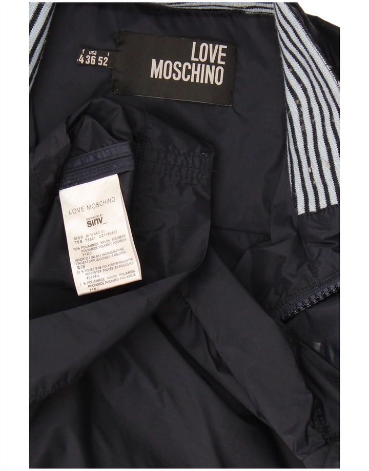 Moschino Herren-Trainingsanzug-Top-Jacke, IT 52, großes marineblaues Polyamid