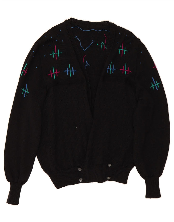 VINTAGE Womens Cardigan Sweater UK 14 Large Black Vintage Vintage and Second-Hand Vintage from Messina Hembry 