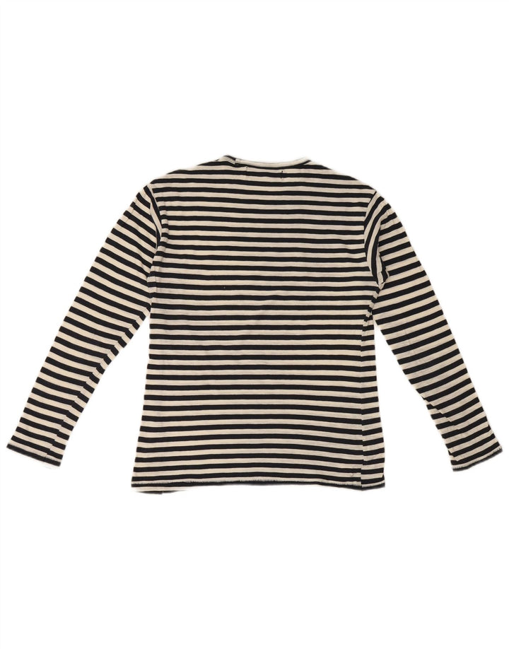 Zara Damen Top Langarm UK 10 Small Schwarz gestreift
