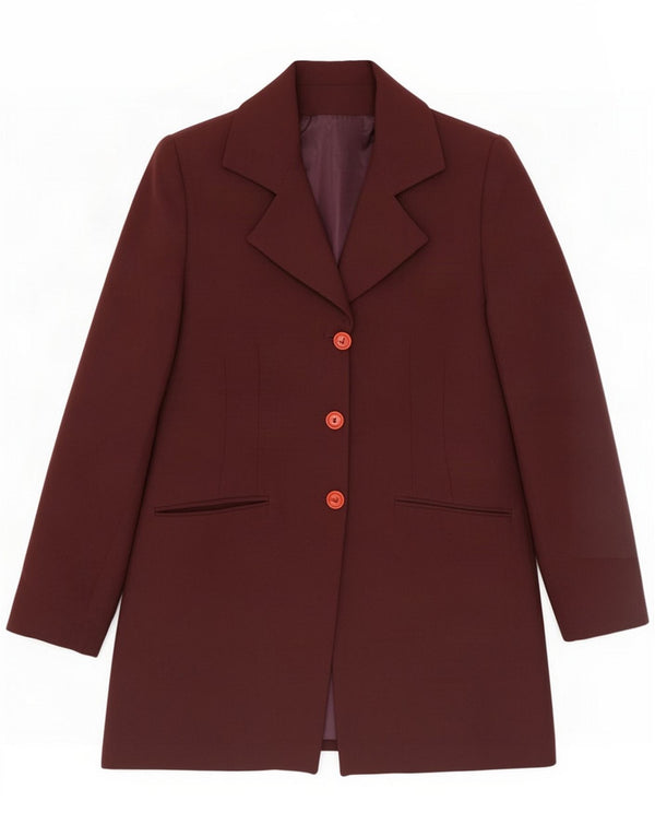 Vintage Damen Longline 3-Knopf-Blazerjacke UK 14 Medium Burgund