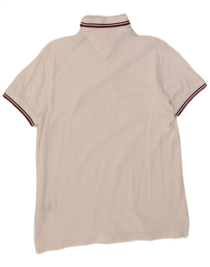 Tommy Hilfiger Herren-Poloshirt mit schmaler Passform, mittelweiße Baumwolle