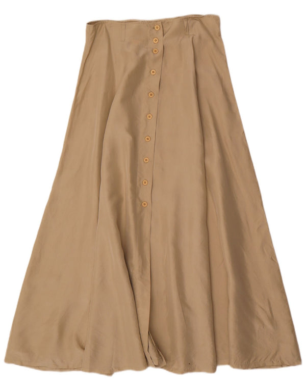 BENETTON Womens Maxi Skirt W28 Medium Beige Silk