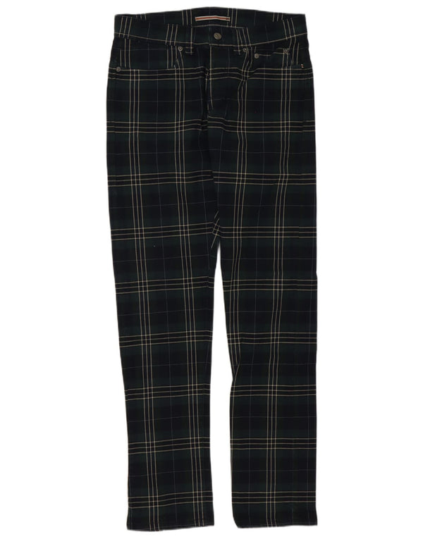 SIVIGLIA Mens Straight Casual Trousers W31 L34 Green Check Cotton