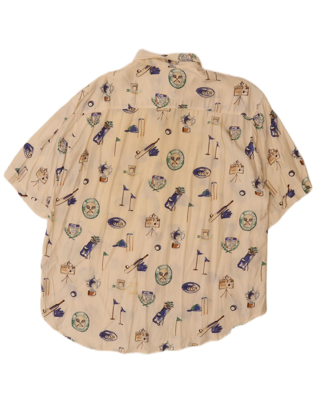 BARONI Herren-Kurzarmshirt mit Grafik, groß, cremefarbene Viskose