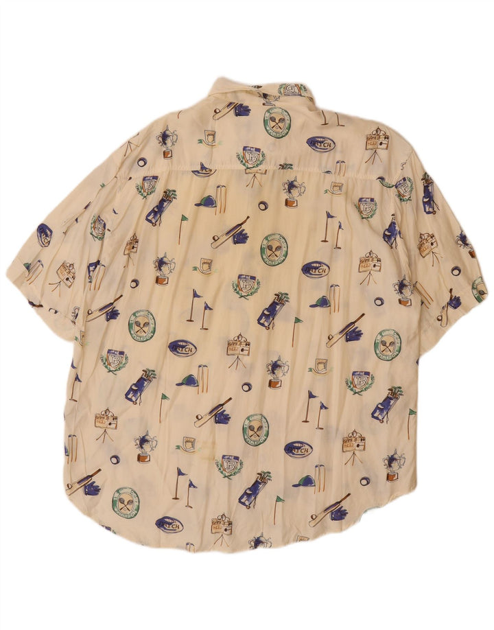 BARONI Herren-Kurzarmshirt mit Grafik, groß, cremefarbene Viskose