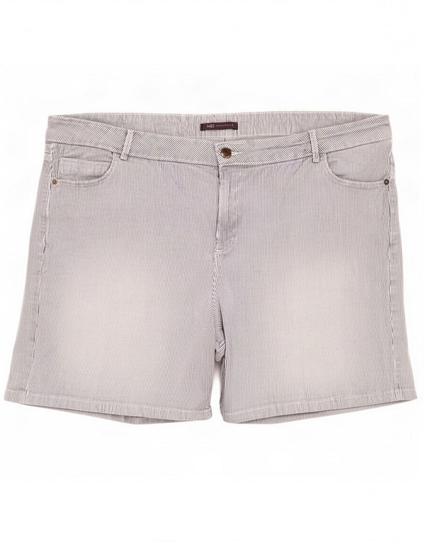 Marks & Spencer Freizeitshorts für Damen UK 22 3XL W44 Blaue Nadelstreifen-Baumwolle