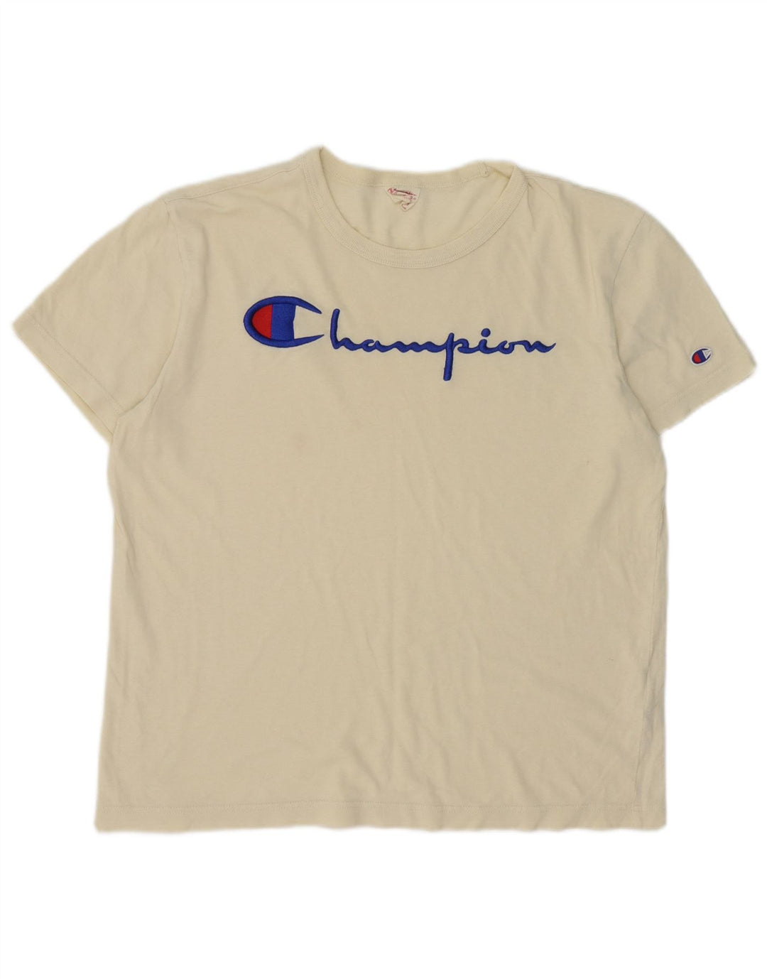 Champion Herren-T-Shirt mit Grafik, mittelgroß, cremefarbene Baumwolle