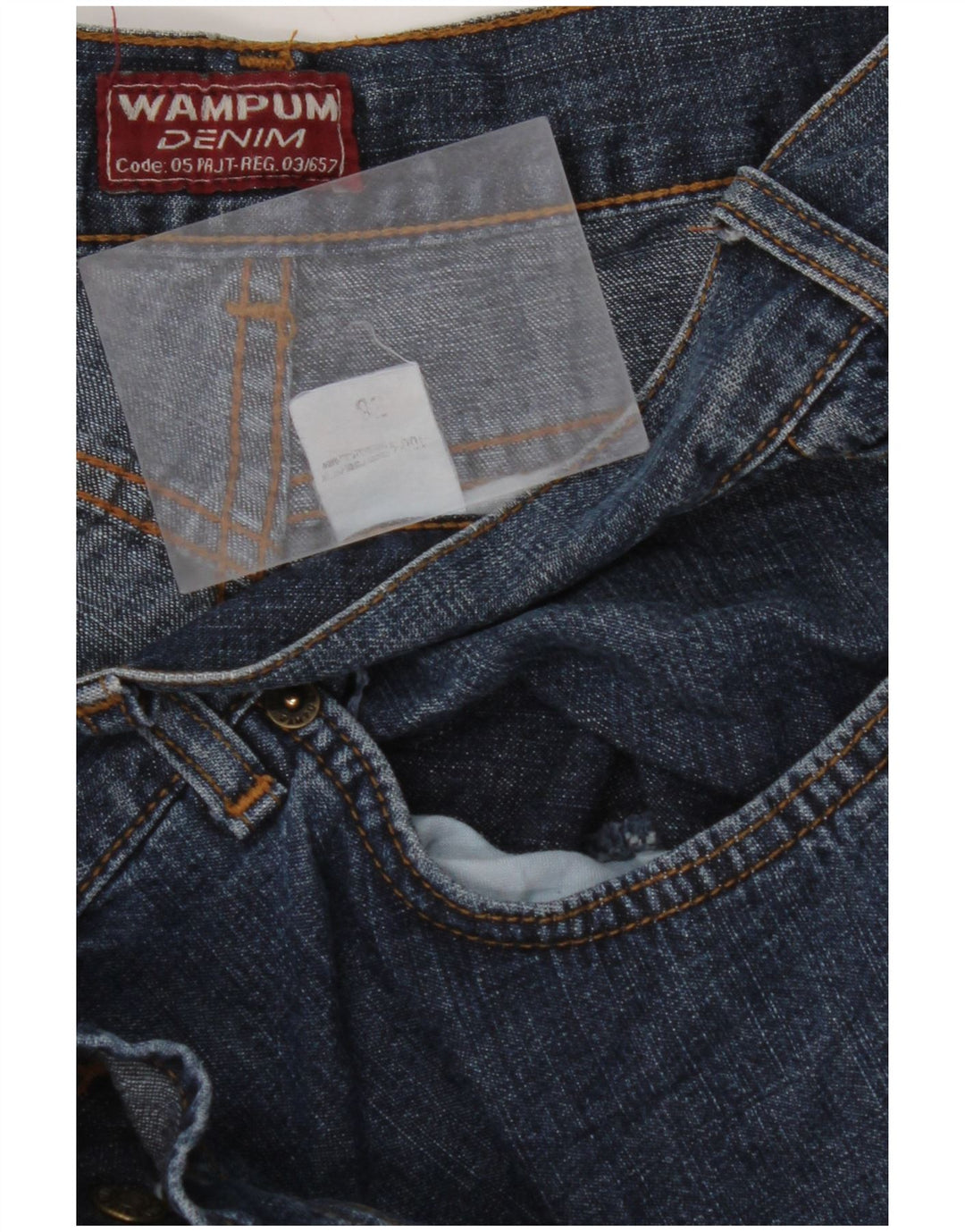 WAMPUM Herren Straight Jeans W36 L27 Blaue Baumwolle