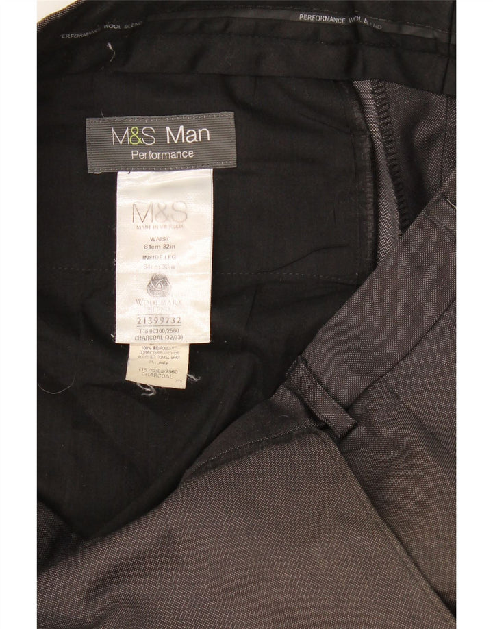 Gerade Herren-Anzughose von Marks & Spencer, W32, L33, graue Wolle