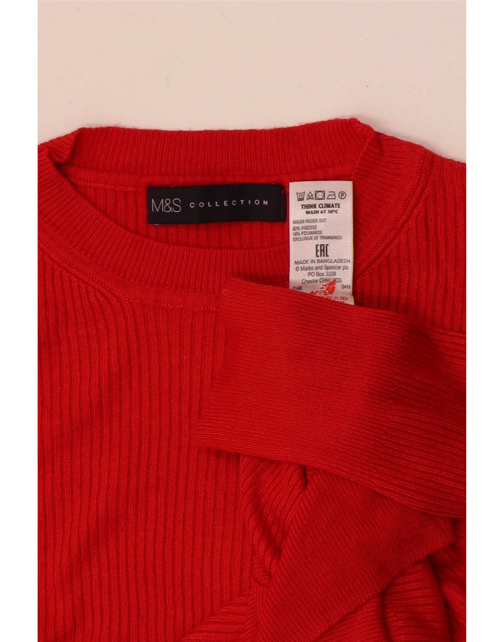 Marks & Spencer Damen-Pullover mit Rundhalsausschnitt, UK 14, Größe L, rote Viskose