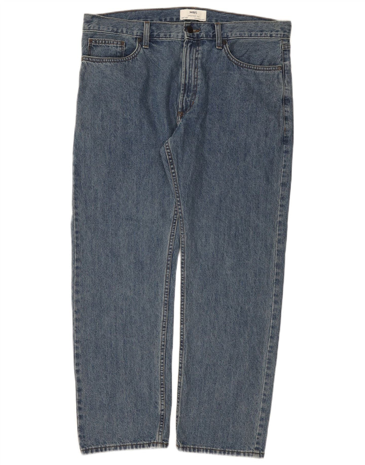 Marks & Spencer Herren Straight Jeans W38 L29 Blaue Baumwolle
