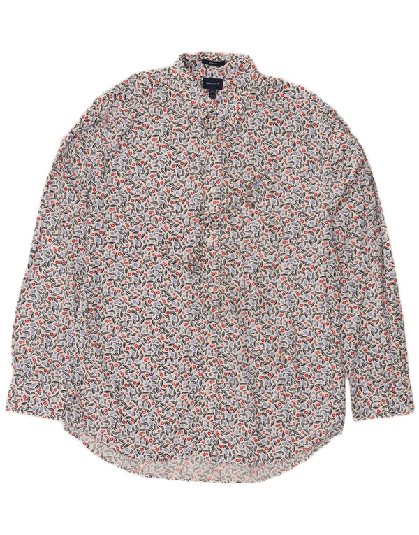 Gant Herren-Hemd mit normaler Passform, Größe 43/44, 17 1/2 XL, weiße Baumwolle mit Blumenmuster