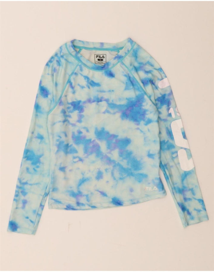 FILA Girls Graphic Top Long Sleeve 15-16 Years Blue Tie Dye Polyester Vintage Fila and Second-Hand Fila from Messina Hembry 