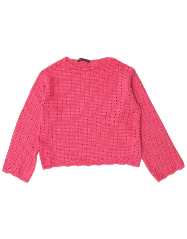 Marks & Spencer Damen Crop Pullover mit U-Boot-Ausschnitt, Gr. 14, Mittelrosa