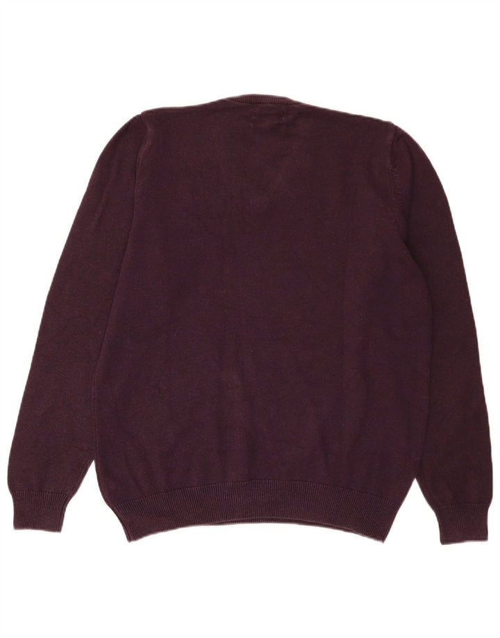 Marks & Spencer Herren-Pullover mit V-Ausschnitt aus mittelvioletter Baumwolle