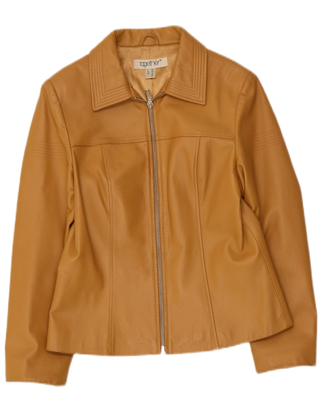 TOGETHER Damen Lederjacke UK 8 Small Beige Leder