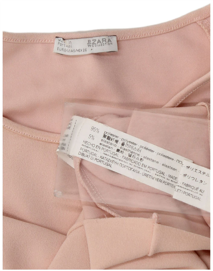 Zara Damen Crop Batwing Bluse Top UK 10 Small Rosa Polyester