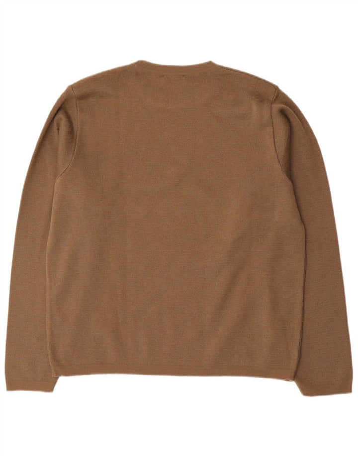 Trussardi Jeans Herren-Pullover mit Rundhalsausschnitt aus mittelbrauner Wolle