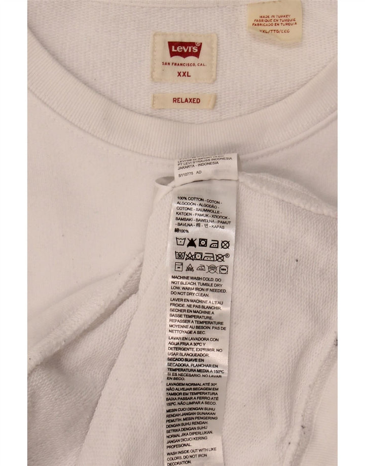Levi's Herren-Sweatshirt mit grafischer entspannter Passform, 2XL, weiße Baumwolle