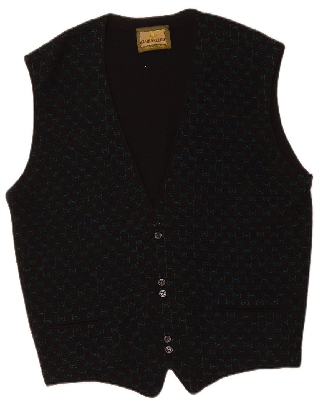 Il Granchio Herren-Strickjacke, ärmellos, klein, schwarz kariert