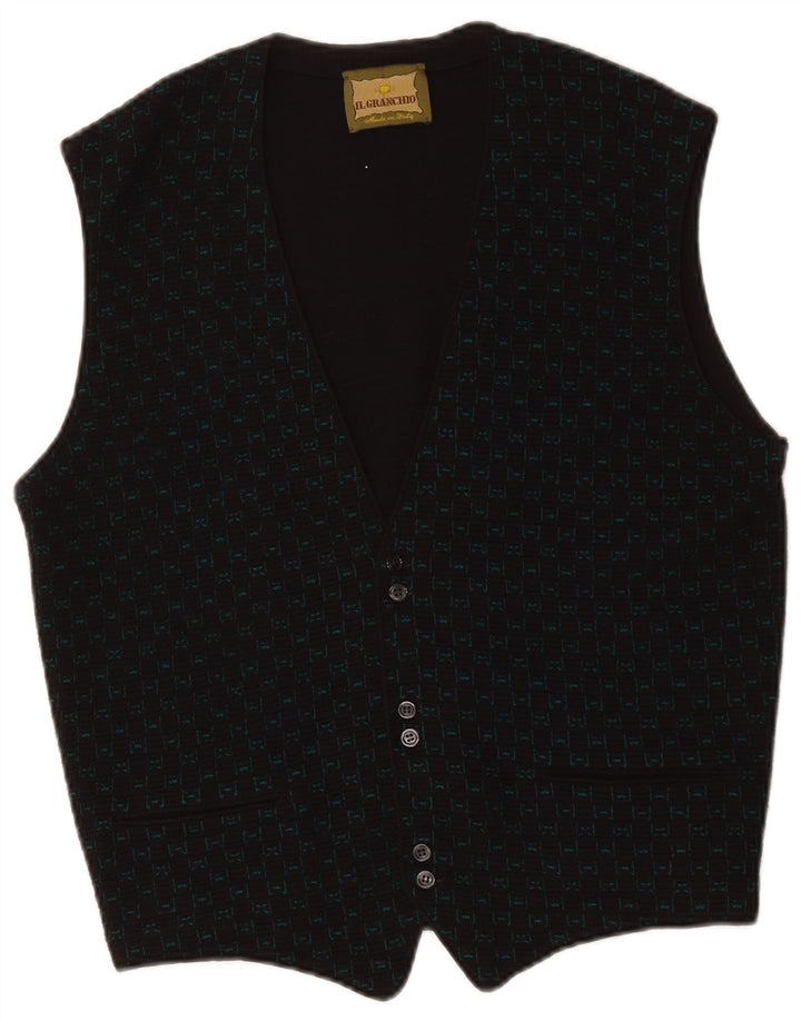 Il Granchio Herren-Strickjacke, ärmellos, klein, schwarz kariert