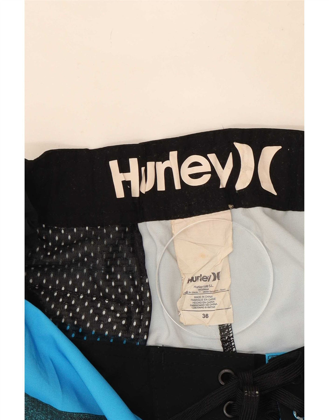 Hurley Herren-Badeshorts, groß, blau gestreift, Polyester