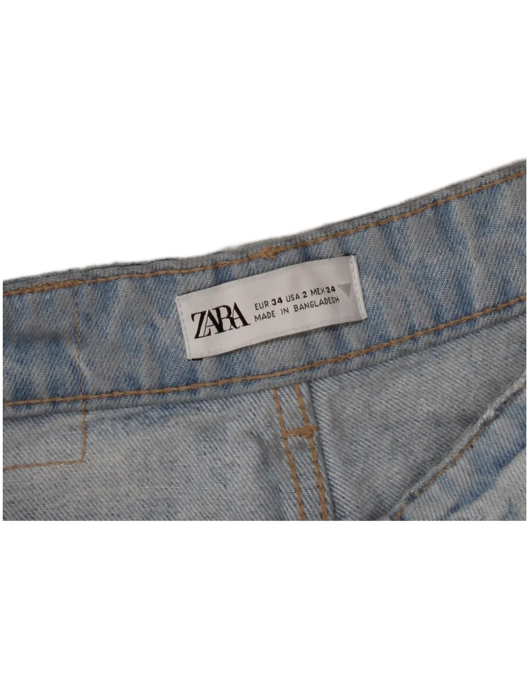 ZARA Damen Straight Jeans EU 34 2XS W24 L26 Blaue Baumwolle