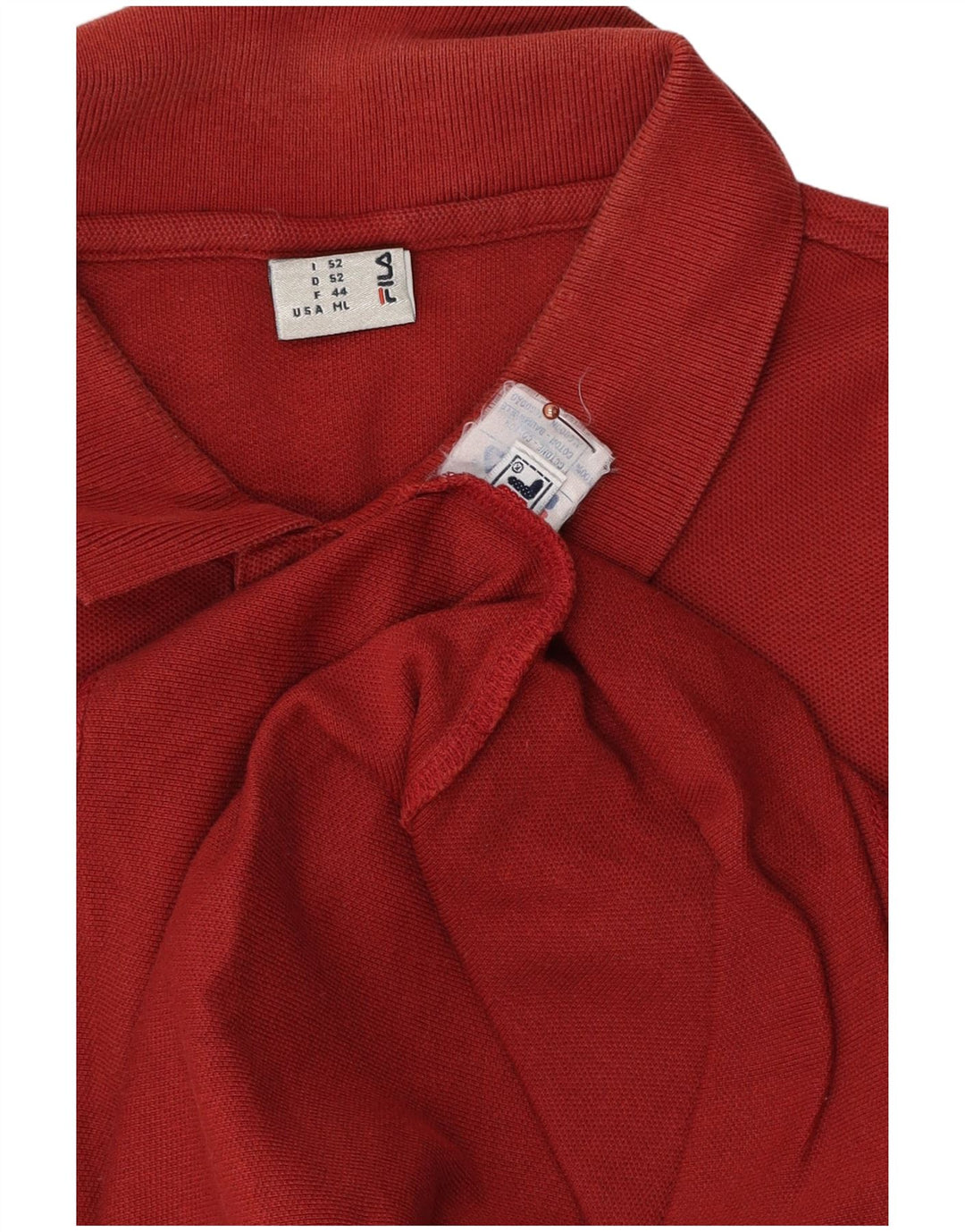 Fila Herren Poloshirt IT 52 Große Burgunderrote Baumwolle