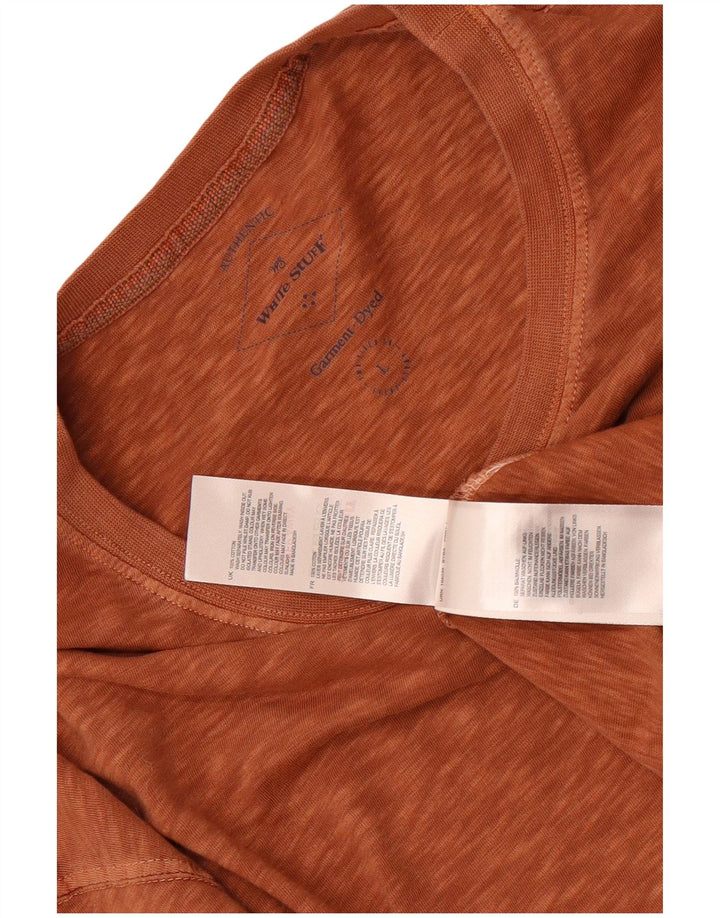 White Stuff Herren-Oberteil, langärmelig, groß, braun gesprenkelte Baumwolle