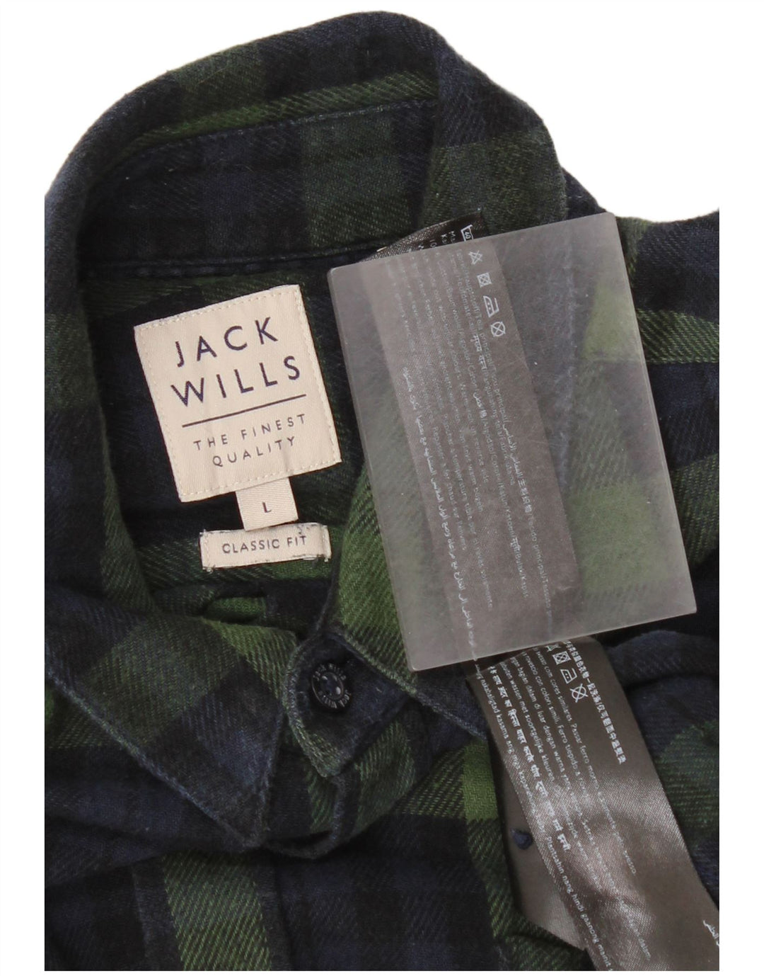 Jack Wills Herren-Flanellhemd mit klassischer Passform, groß, marineblau, kariert, Baumwolle