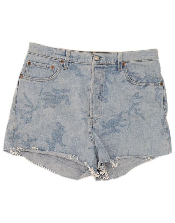 Levi's Damen Ribcage Denim-Shorts mit hoher Taille, W32, Größe L, blaue Tarnung