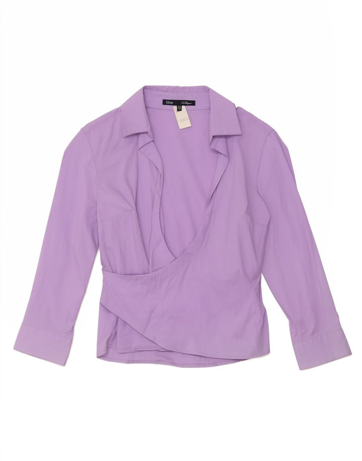 Les Copains Damen Pullover-Hemd IT 42 Mittelviolette Baumwolle