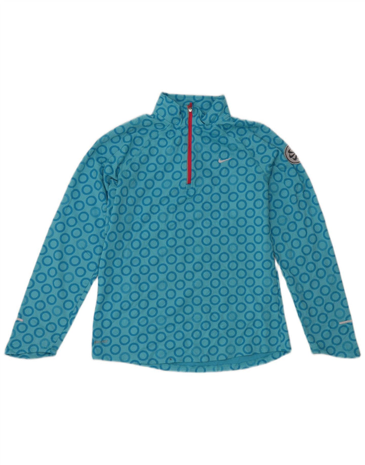 Nike Mädchen-Pullover-Trainingsoberteil mit Reißverschluss, 13–14 Jahre, XL, blau, geometrisch