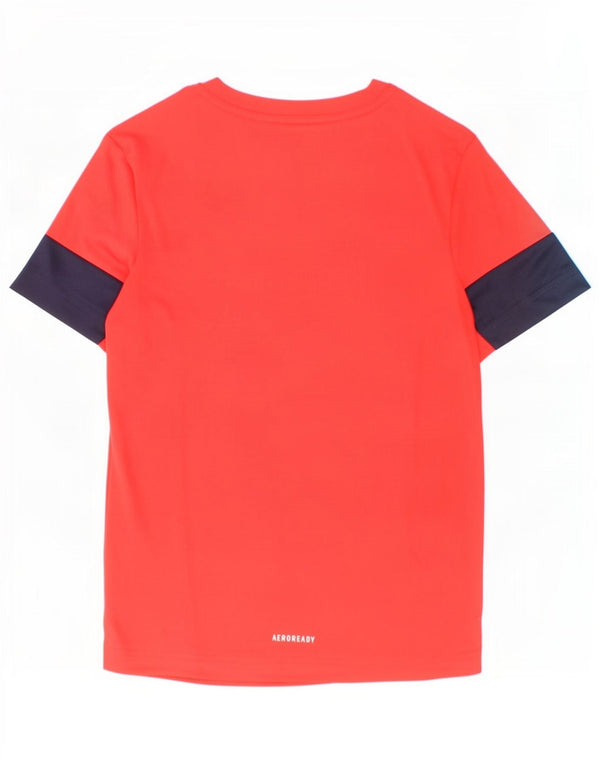 Adidas Aeroready T-Shirt für Jungen, 7–8 Jahre, rotes Farbblock-Polyester