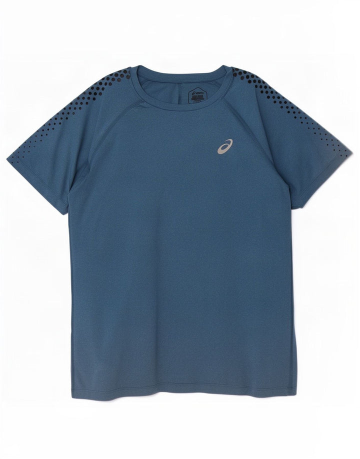 Asics Herren T-Shirt Top XL Marineblau gepunktetes Polyester